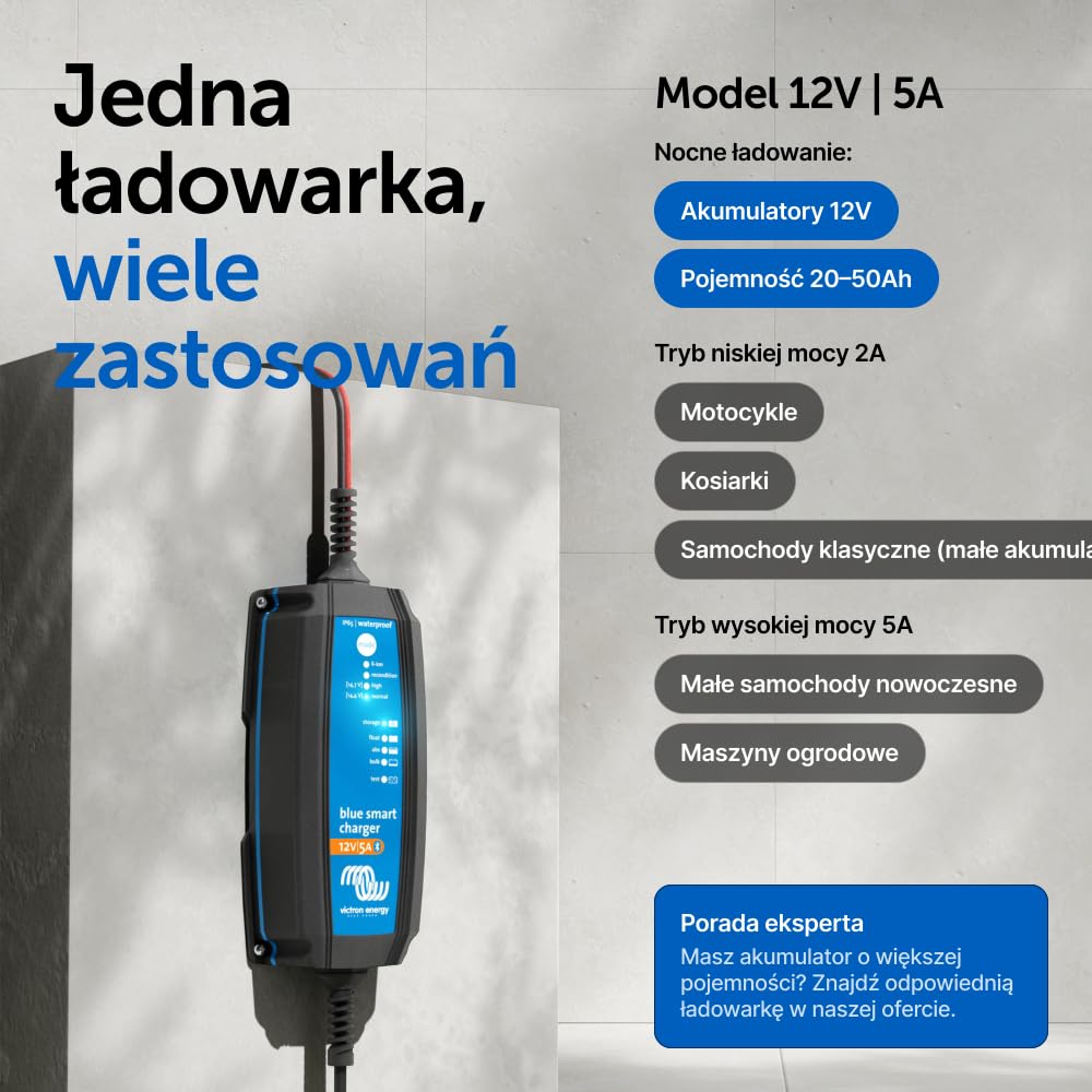 Victron Energy Blue Smart IP65 12-Volt 5 amp 230V, Ładowarka do Akumulatorów, Bluetooth (CEE 7/17)