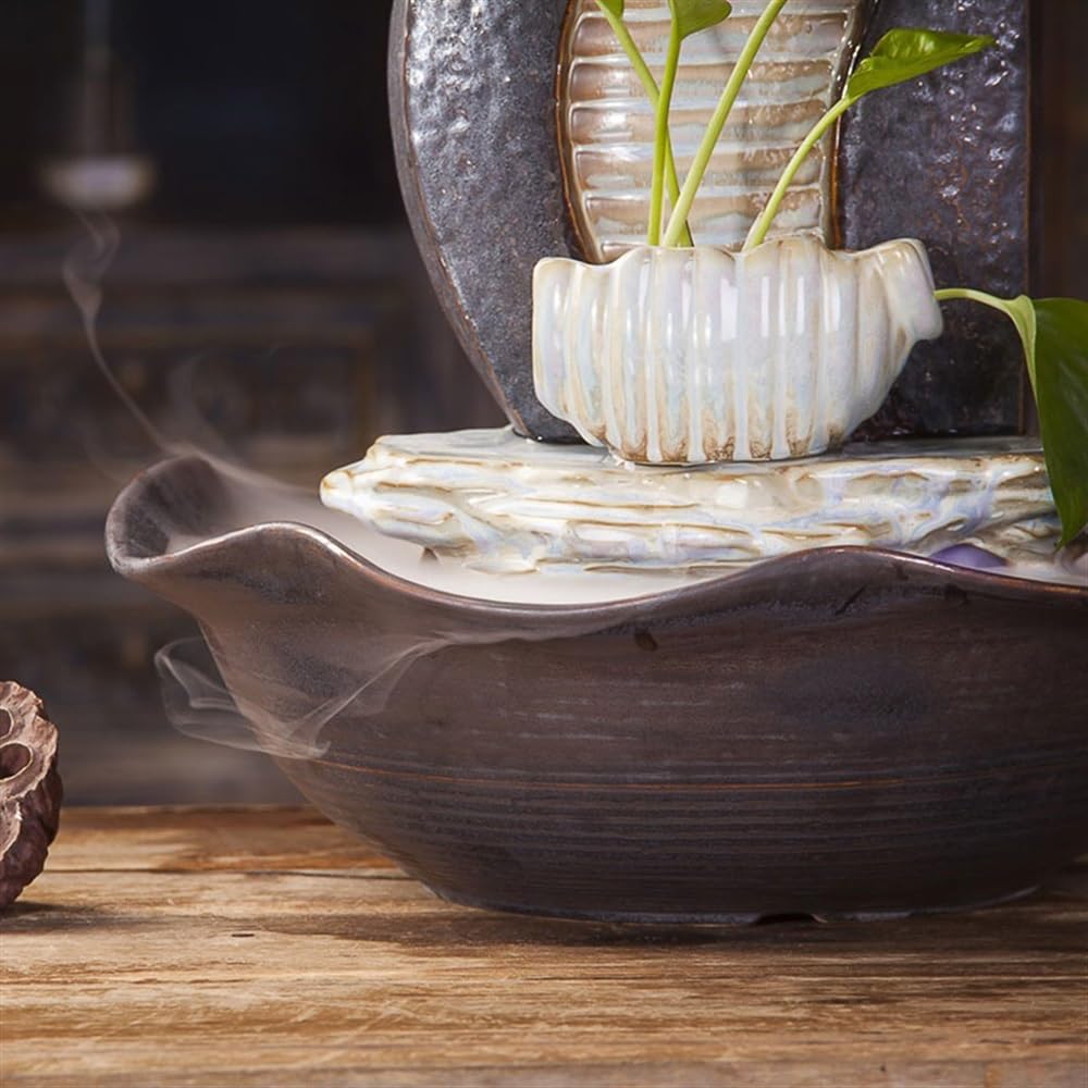 característica del Agua Fuente de Agua cerámica for Oficina, Sala Estar, Fuente silenciosa for Hacer Fortuna con Feng Shui, Adornos Escritorio
