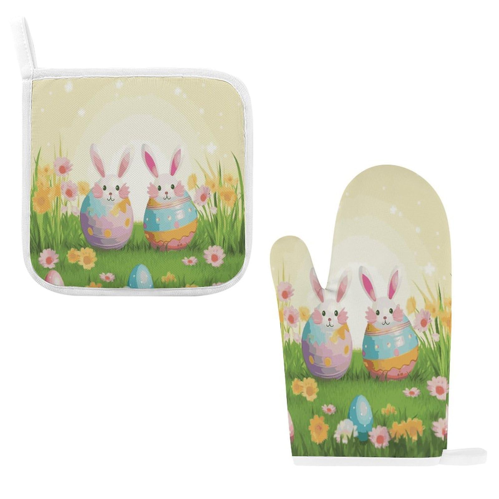 Btcowzrv Style Happy Easter Day Oven Mitts And Pot Holders 2Pcs Set