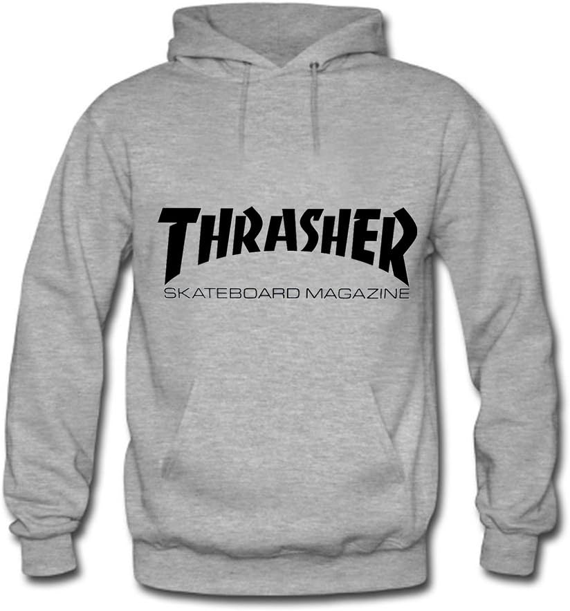 Shanshan Chen Mens Hoodies Thrasher Magazine Toddler Mag Logo Grey Size XL
