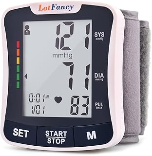 LotFancy Wrist Blood Pressure Monitor, Wrist BP Cuff (5.3”-8.5”), 2 Users, 120 Memory, Automatic Digital Blood Pressure Machine for Irregular Heartbeat Detection, Home BP Gauge with Protective Case