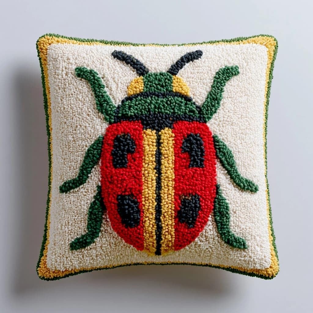 Axiangzik D Latch Hook Cushion Kit,Insect Iy Embroidery Pillow Cover 43X43cm