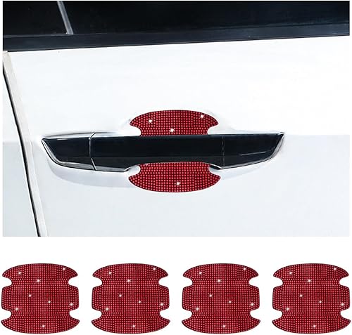 BESULEN 4 protectores de cristal para manija de puerta de automóvil, con diamantes de imitación para manija de puerta de automóvil, calcomanía