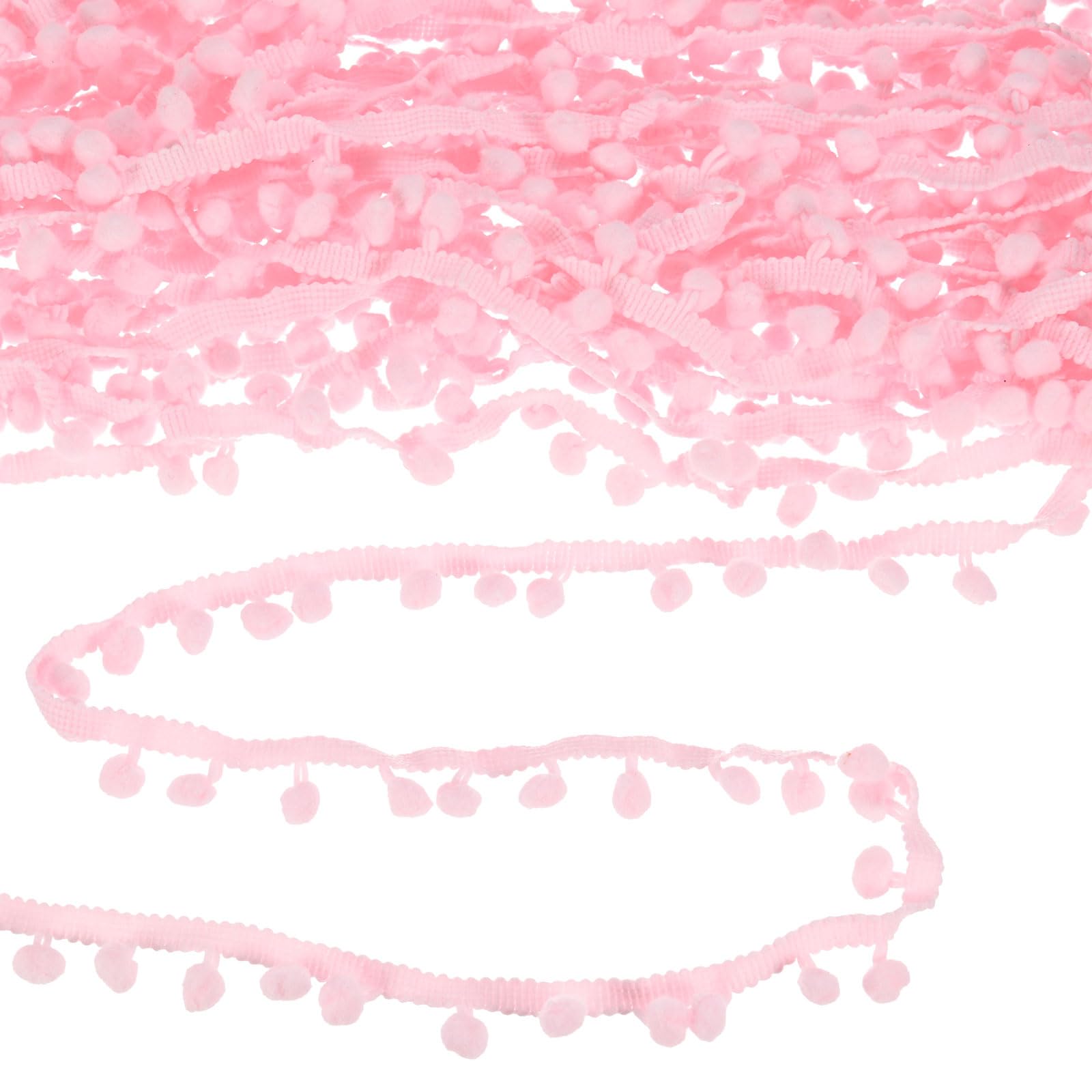 M METERXITY Pom Pom Ball Fringe Trim, 10 Yards 8mm Ball Fringe Trim Ribbon Sewing Accessory for Home Decoration/DIY Crafts/Curtain/Pillow [Light Pink]