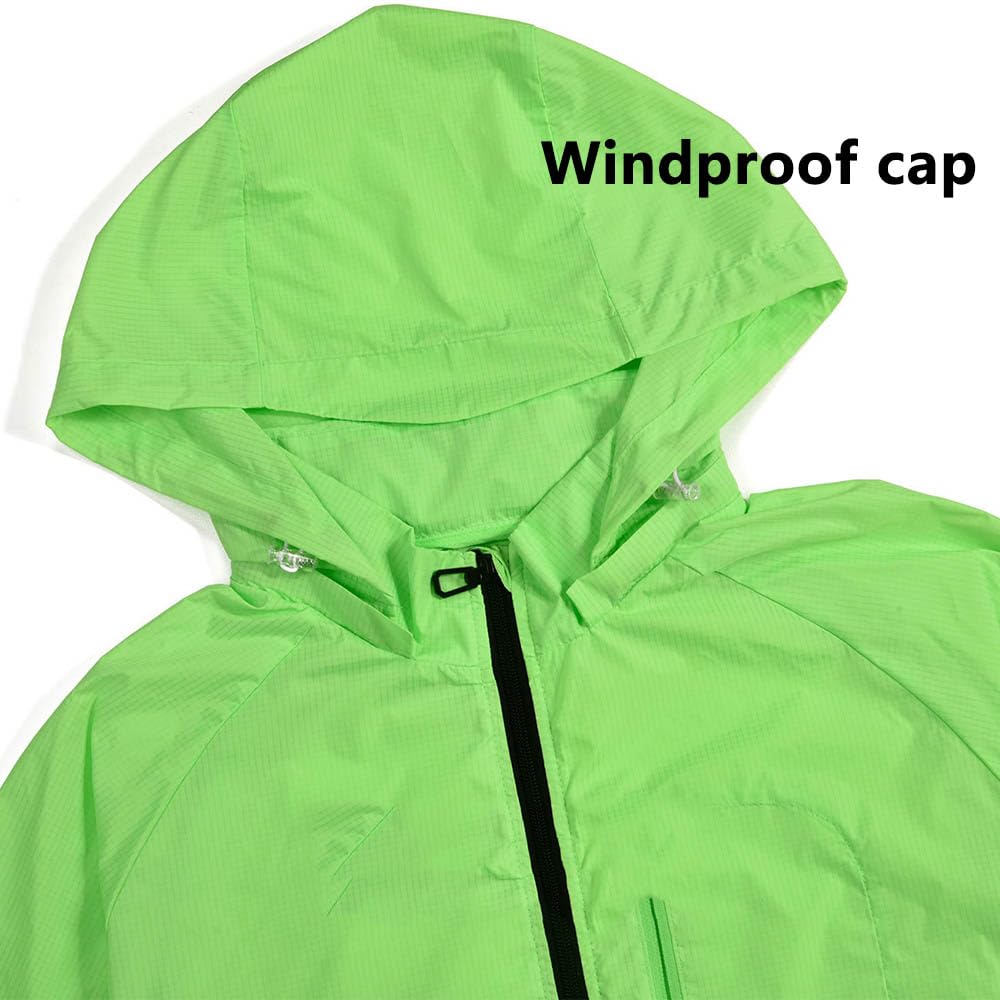 Chaqueta De Ciclismo Mujer Hombre, Impermeable Transpirable Con Bolsillos Cremallera Cortavientos Capucha Resistente Chaqueta Para La Lluvia, Protección Solar Chaqueta Para Correr
