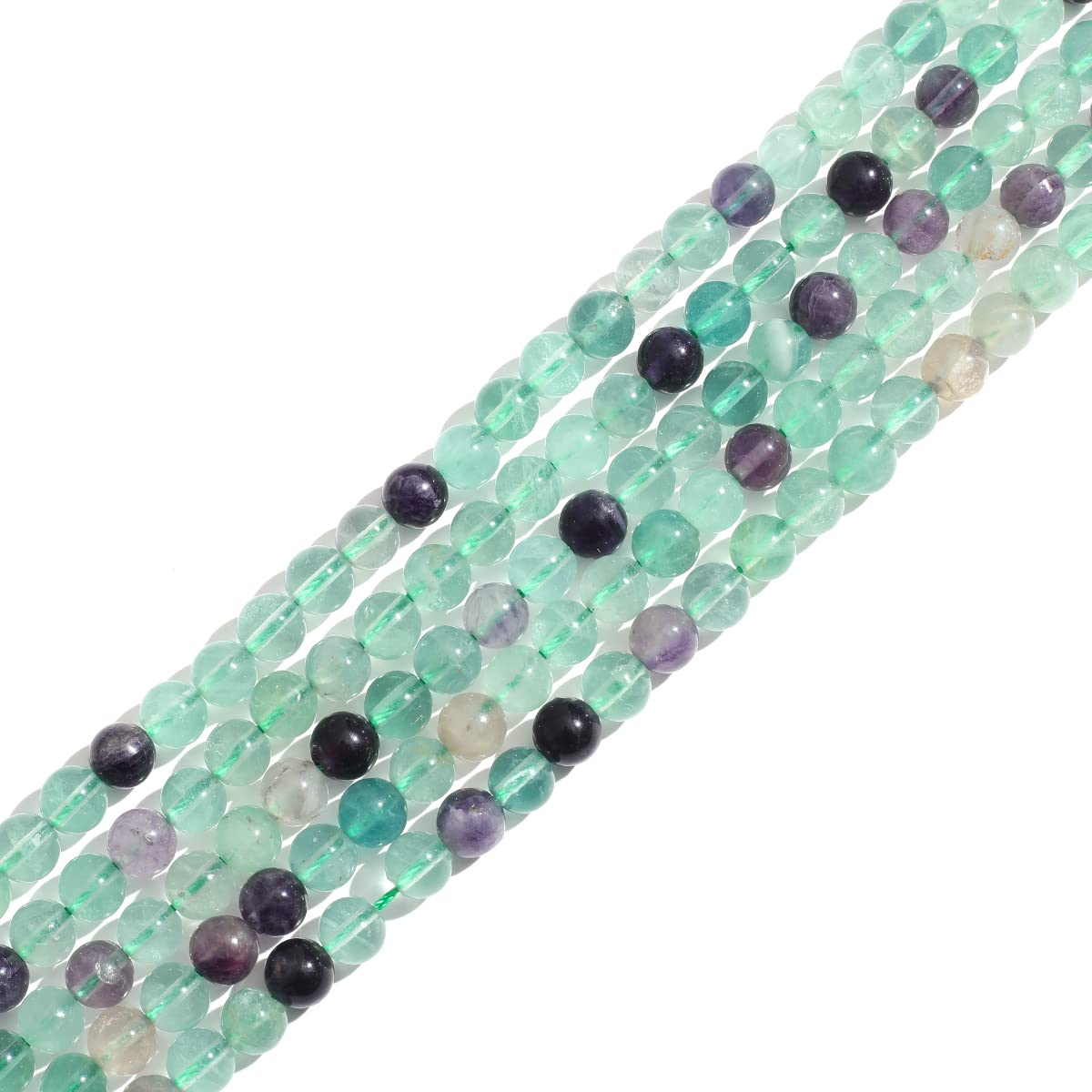 Natural Stone 8mm Fluorite Round Crystal Energy Stone Beading Loose Gemstone DIY Smooth Beads for Bracelet Necklace Earrings Jewelry Making