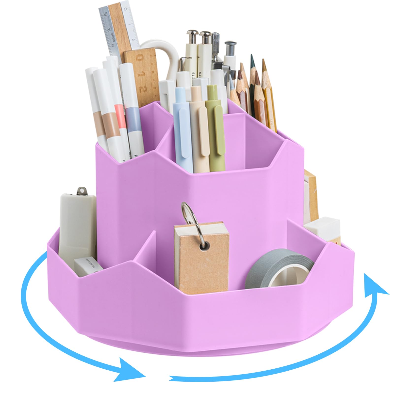 Ceysin Desk Organiser, 360 Degree Rotating Pen Pencil Holder with 9 Compartments