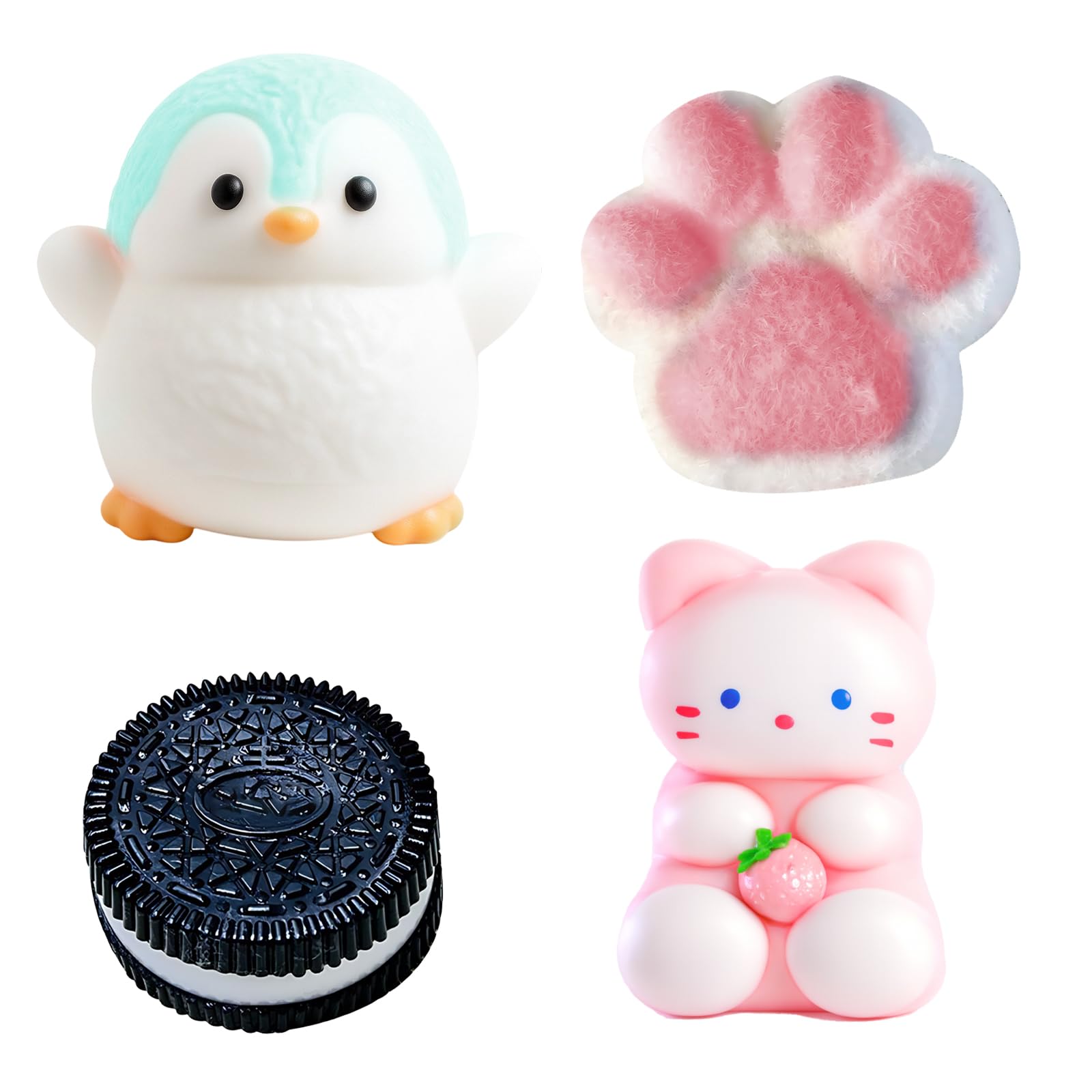 4 PCS Taba Squishy Kit, Squishy Stress Relief Toys for Children and Adults, Taba Squishies Sensory Fidget Toys, Portable Squishy Toys for Work, Home Decoration and Gift Giving