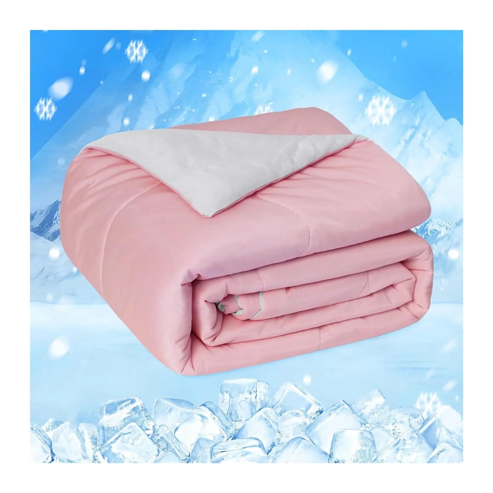 EBzvblxm Cooling Blanket for Summer, Cooling Blanket Double-Sided Cold Fabric Multicolor Multiple Sizes for Night Sweats(Pink,Queen)