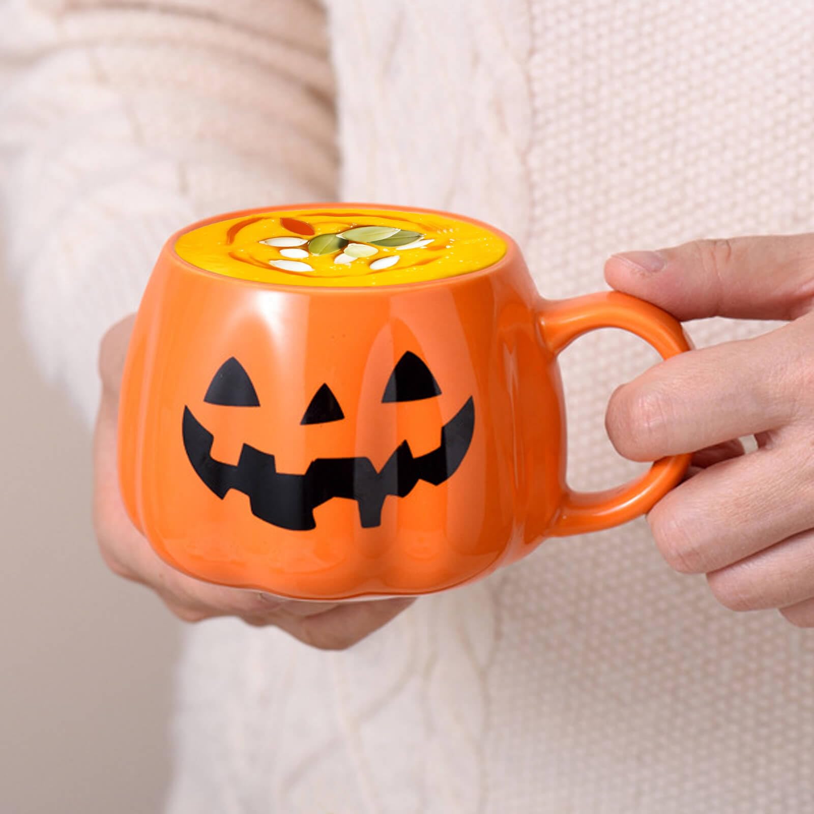 Amazon.com: Mycheny Halloween Ghost Tea Cup - 14 Oz Spooky Orange