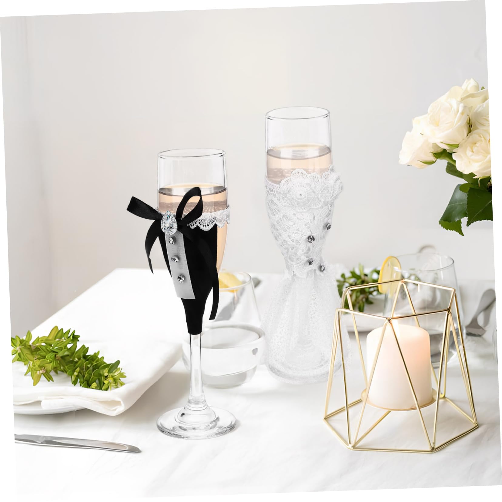 UKCOCO Juego de Copas de Vino 1 Set de Vidrio para Brindis Nupcial