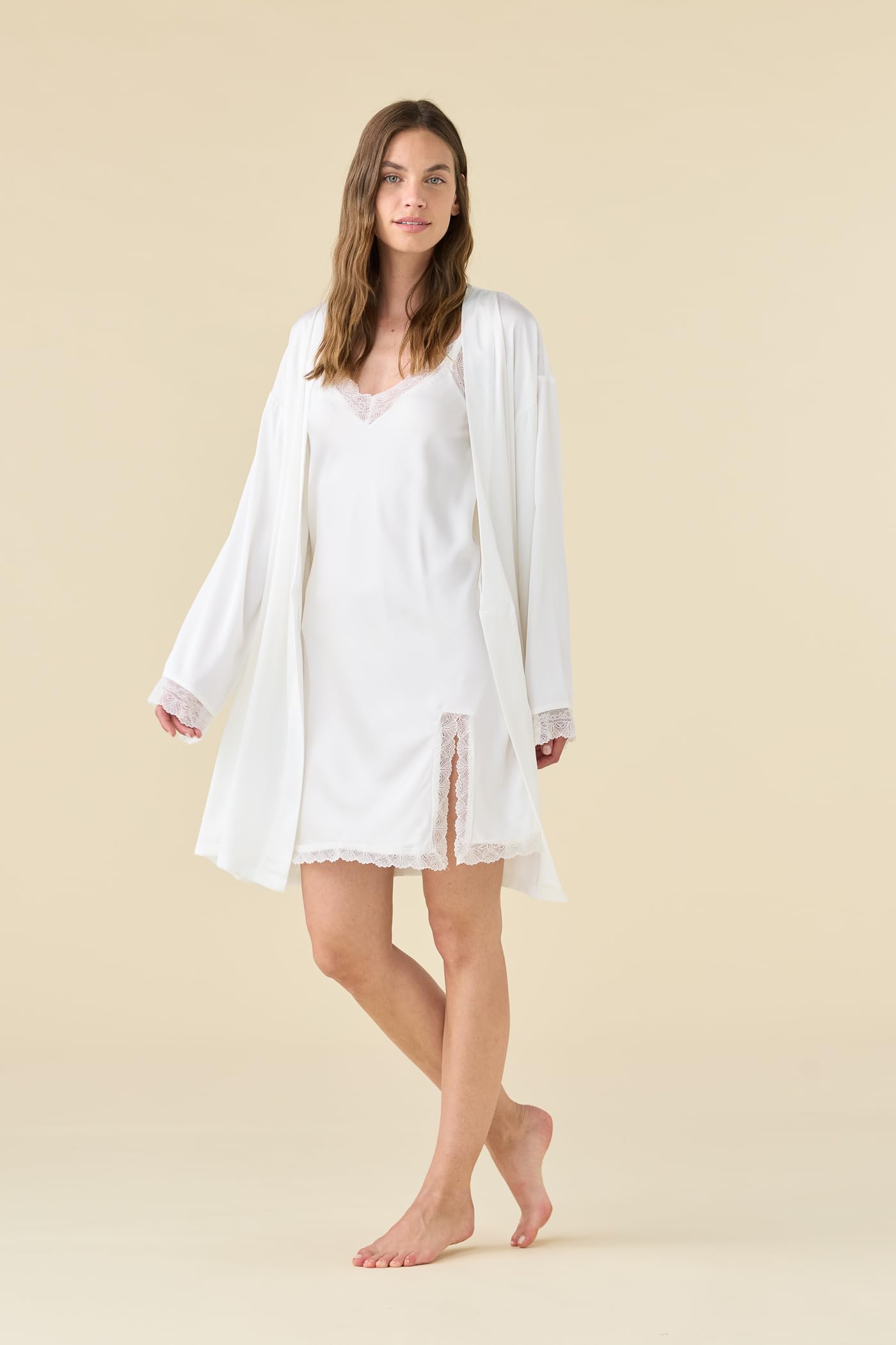Noidinotte -Vestaglia kimono donna estiva in raso articolo bride.