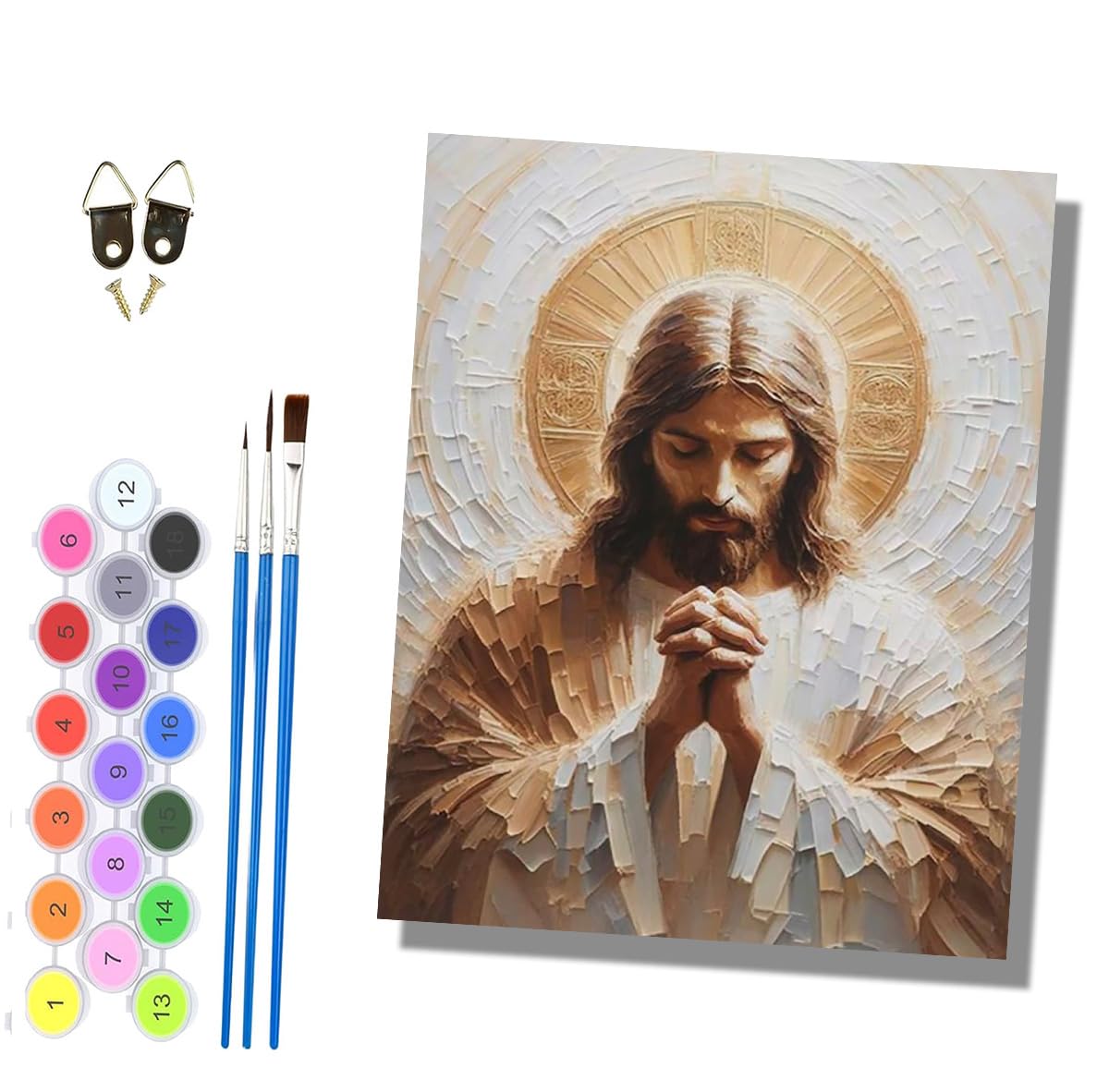 HONGPZH Paint by Numbers for Adults Painting by Numbers for Adults Canvas Kits Paint by Number Crafts Kits for Gift Home Decoration 16x20 inch Icons of Prayer
