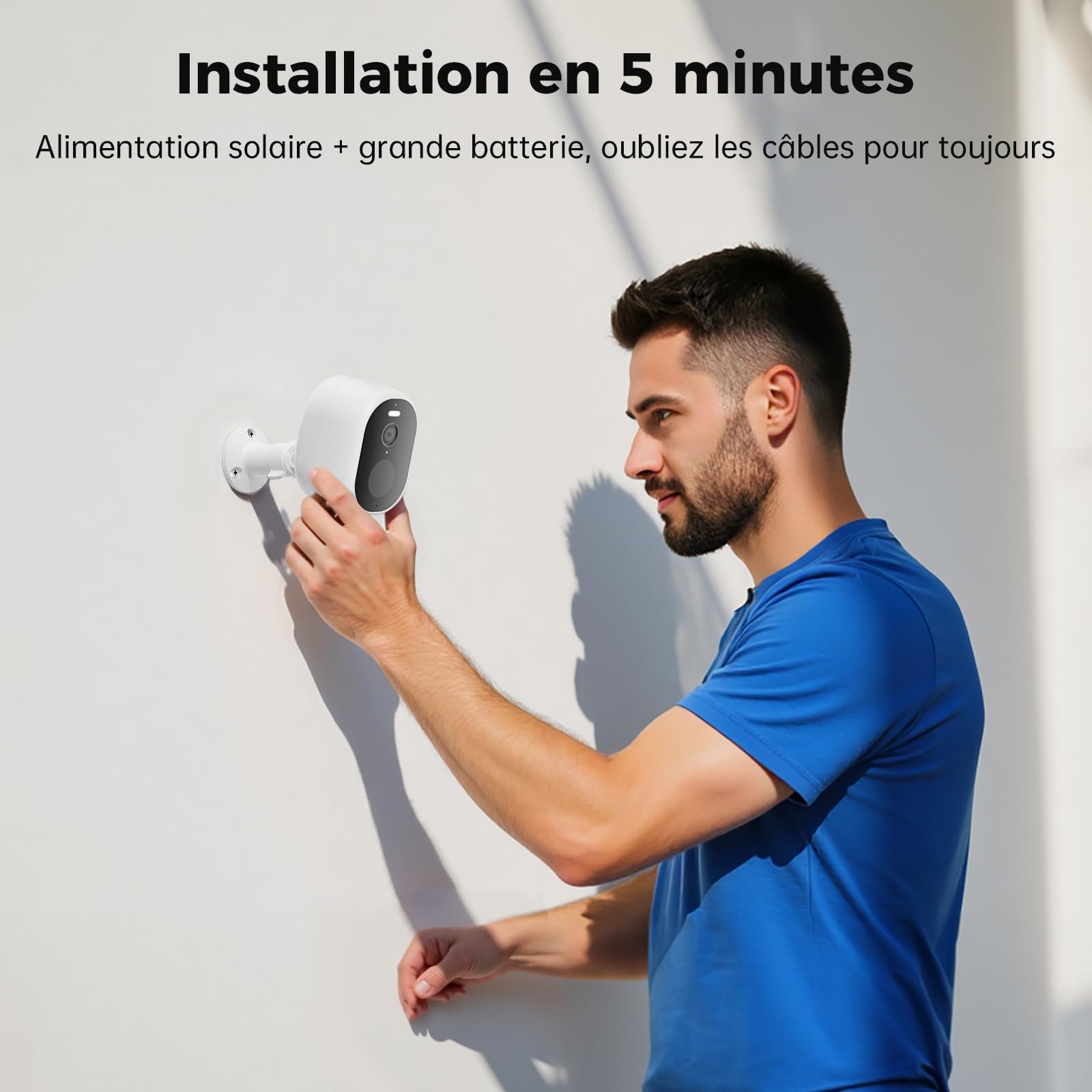 Woox Caméra de Surveillance extérieure Solaire 2,5 K 4 MP WiFi Caméra de Surveillance extérieure sans Fil avec Batterie, lumière Vision Nocturne Couleur, détection de Mouvement PIR, IP65, 2,4 GHz