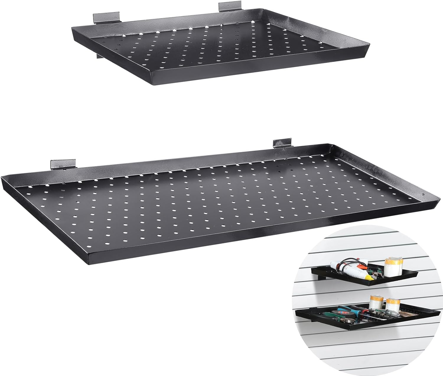 Kigley 24" x 10" 12x10'' Slatwall Perforated Shelf Metal