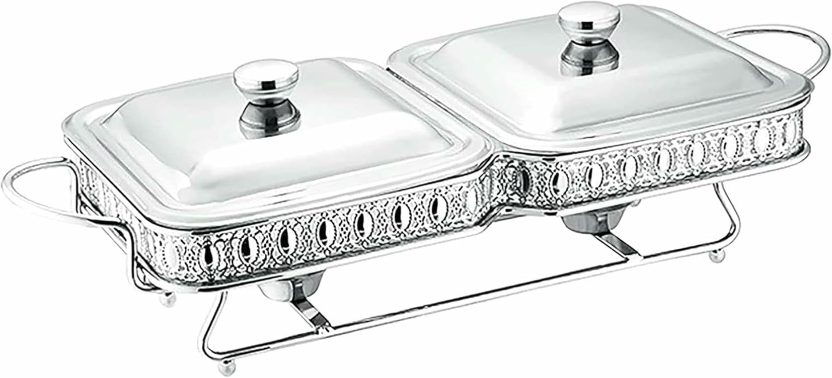Ensemble de chauffe-plats pour buffets au design élégant en inox durable