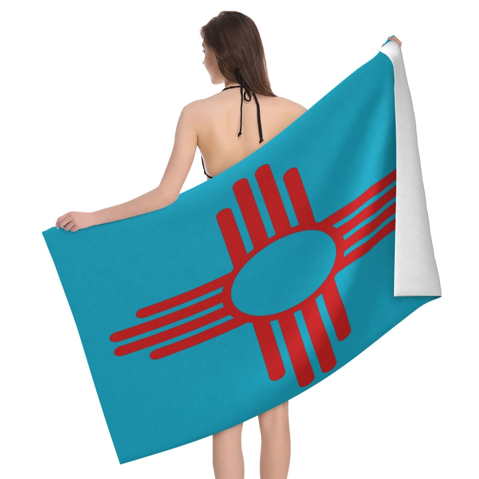 Lawenp New Mexico State Flag Beach Towel, Lightweight Sand Free Quick Dry Microfiber Absorbent Bath Towel for Kids, Adults, Swimming, Bath, Yoga, Pool, Travel, Camping 32"X52"
