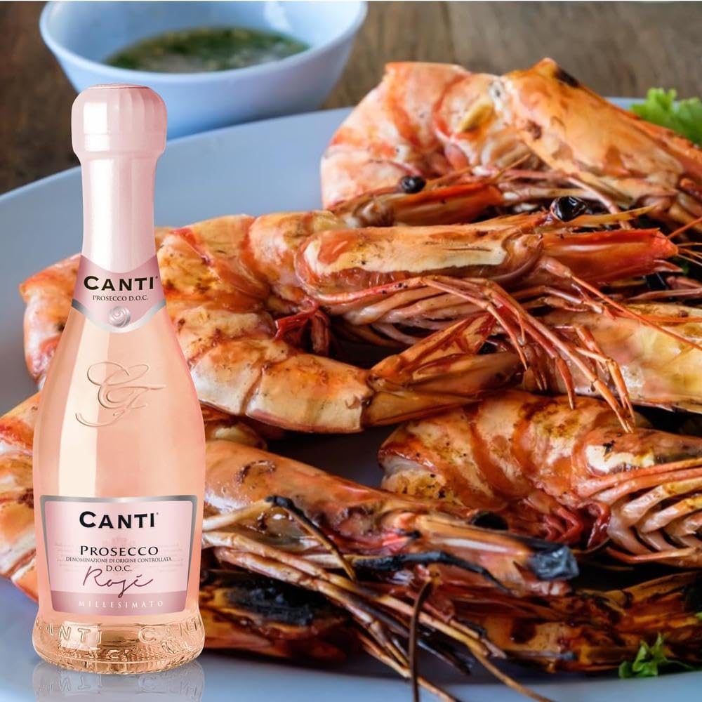 Canti - Prosecco D.O.C. Rosè Millesimato, Vin Petillant Extra Sec Petite Bouteilles, Élaboré à Partir du Cépage Glera + Pinot Noir de Venise, Goût Frais et Doux, 12x200 ml
