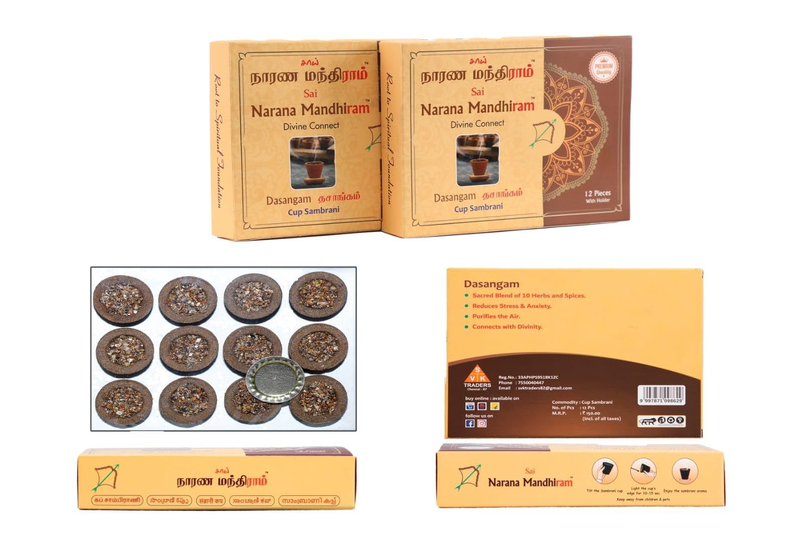 Divine Connect Dasangam Cup Sambrani Combo Pack of 2 | Herbal Incense for Daily Pooja & Rituals | Traditional Fragrance with Smooth Aroma | Long Burning Duration | Cup Shaped-image-4