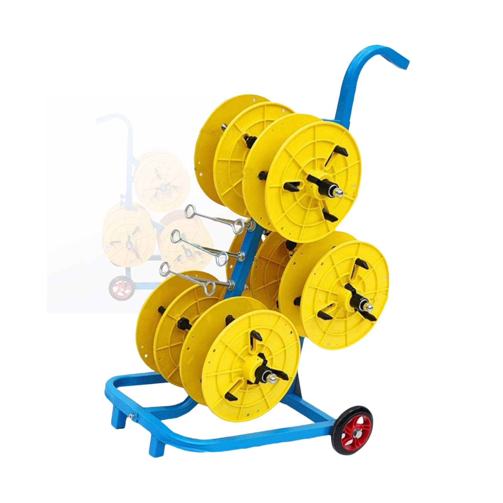 WDSOPK 3 Rods Wire Spool Rack,Multi Purpose Wire Dispenser Holds With Wheels,Heavy Duty Wire Spool Cart,Automotive Wiring Storage (Yellow 3 Rods Wire)