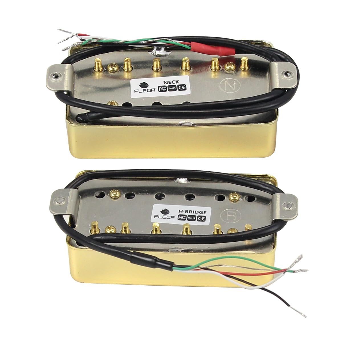 FLEOR Humbucker Doppelspulen-Tonabnehmer, Hals- und Steg-Tonabnehmer, Keramikmagnet, kompatibel mit E-Gitarre im LP-Stil, Ersatz für Gitarrenteile, Gold