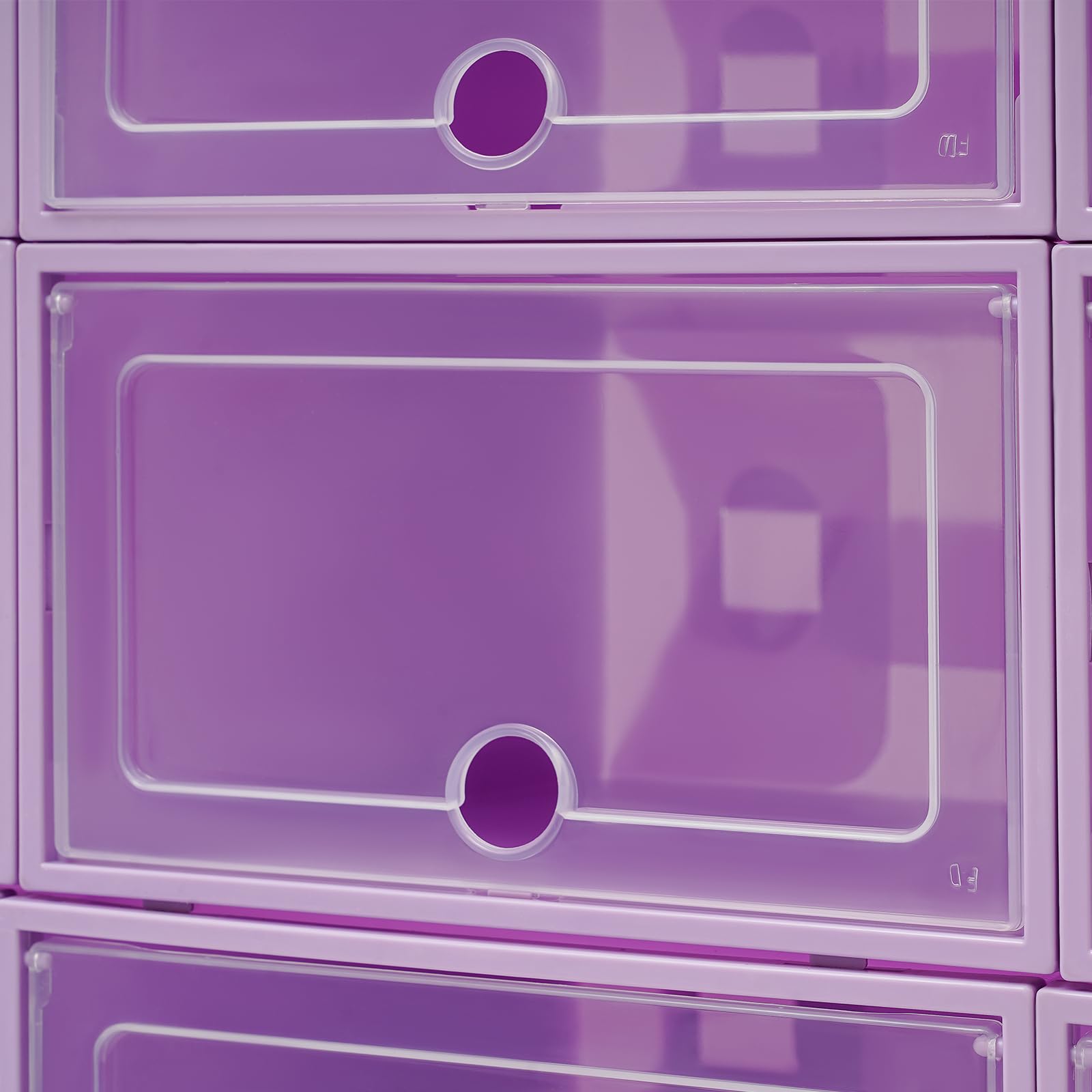24 scatole per scarpe a forma rotonda, impilabili, trasparenti, con coperchio, per soggiorno, camera da letto, vestiti, libri, CD, cinture, 33 x 23 x 14 cm (viola)