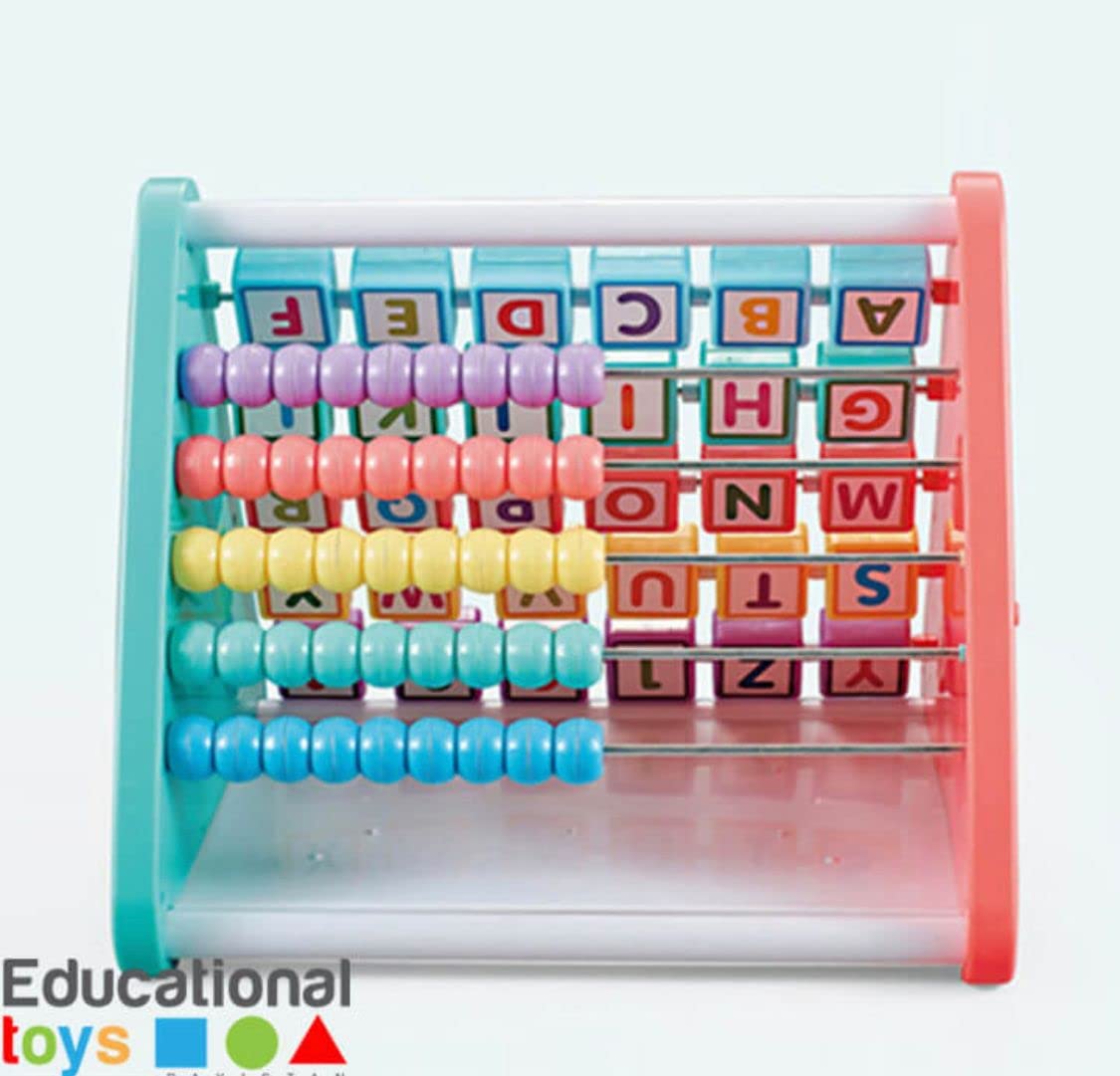 Shivaaro Activity Triangle Centre Cube | 5 in 1 Abacus Smiley Clock Drawing Board | Educational Toys Kids Toddlers 2+ Years- Multi Color