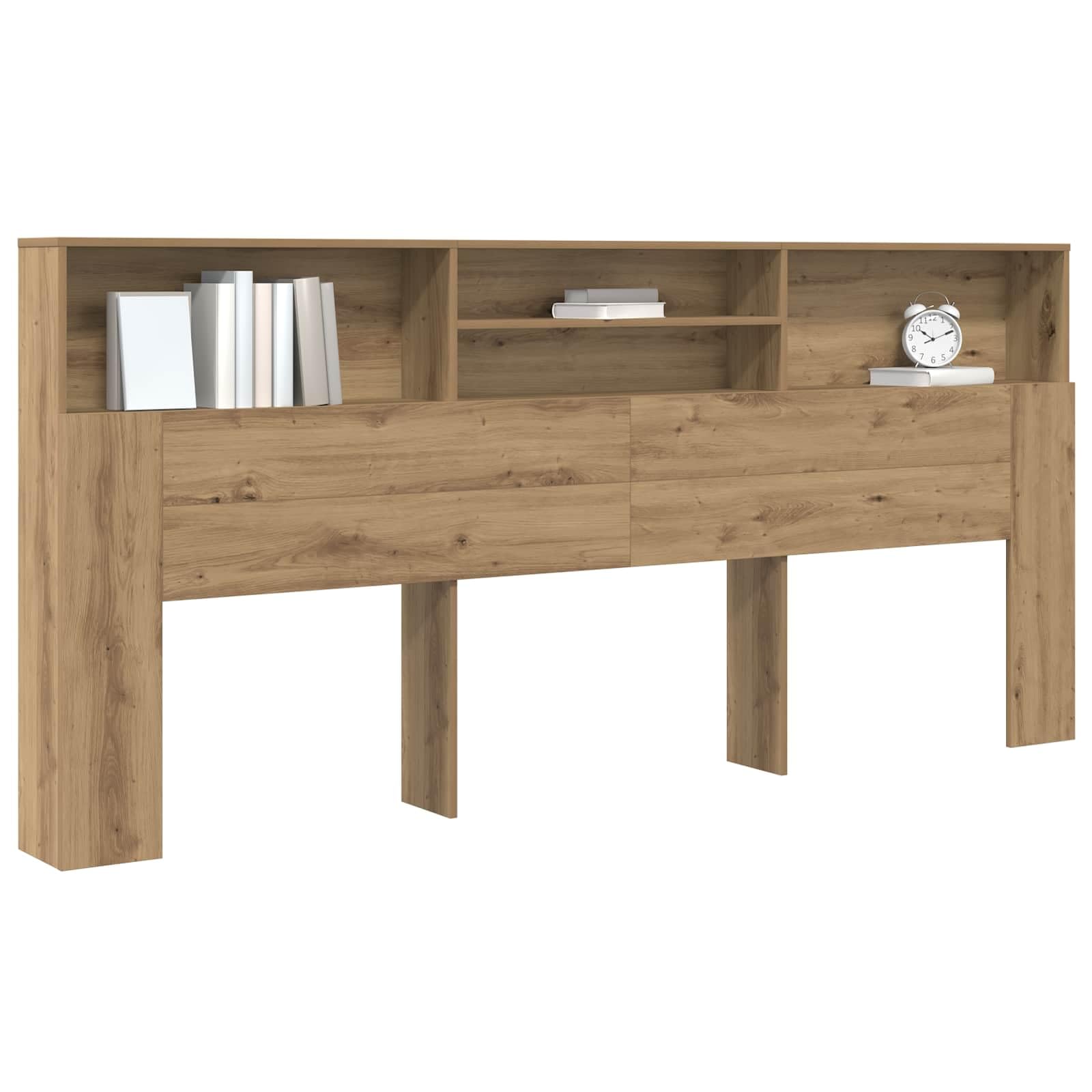 Hothingwell Bettgestell aus Holz, Eichene | Wandmontage, integrierte Regale, moderner Stil, einfache Reinigung mit feuchtem Tuch