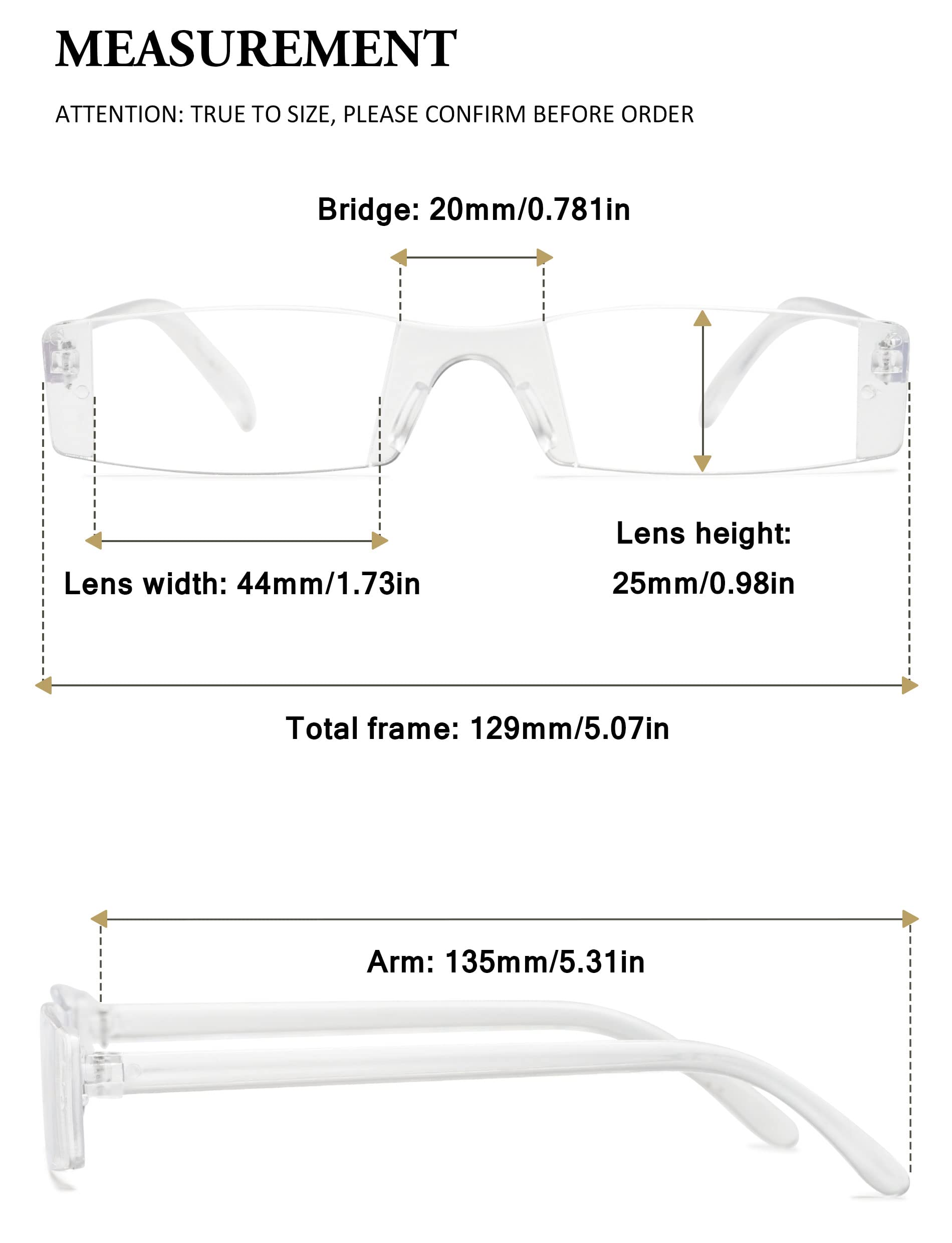 VEVESMUNDO Transparentes Gafas de Lectura Hombre Mujer Sin Montura Vista Calidad Ligero Leer Graduadas Trabajo Presbicia Gafas 1.0 1.5 2.0 2.5 3.0 3.5 4.0