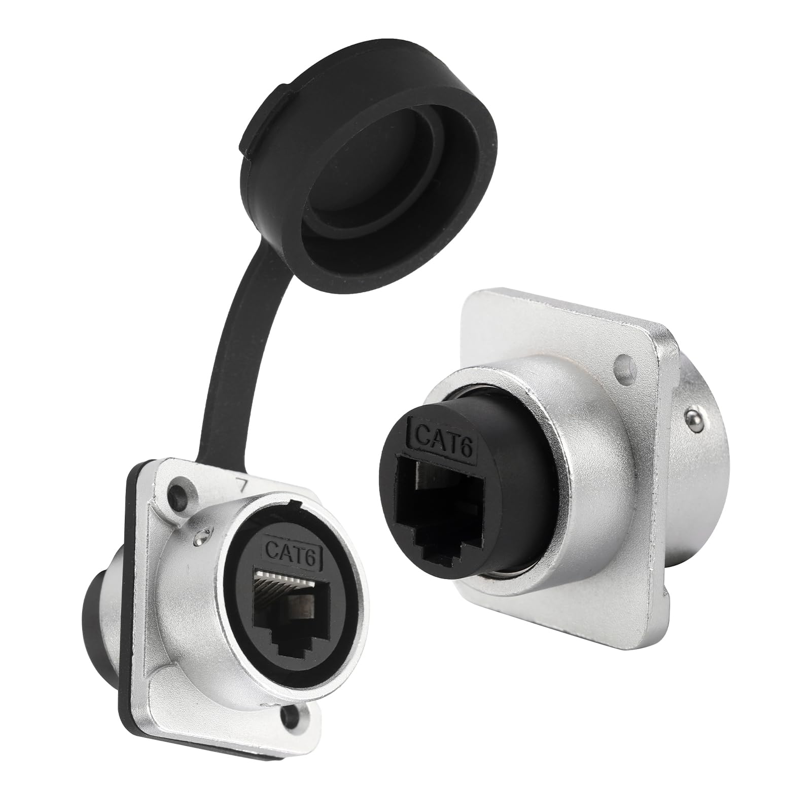 ANMBEST 2PCS Shielded RJ45 CAT6 Ethernet Connector, Heavy Duty Panel Mount Receptacles Network LAN Socket Jack Double Head Coupler Adapter Female to