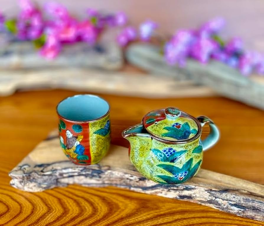 Amazon.co.jp: 百華園 九谷【茶器・急須・ティーポット2点セット】小