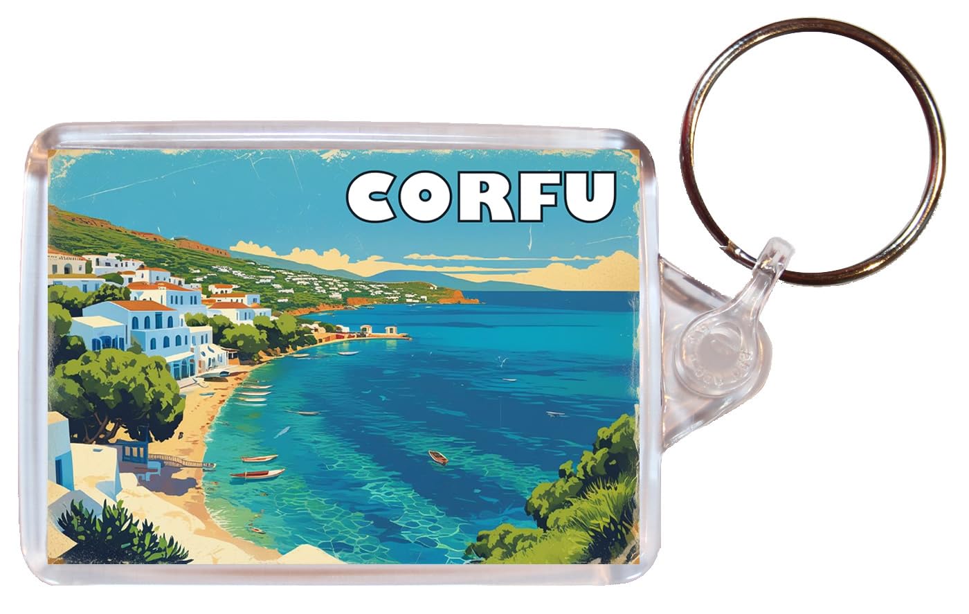 Baked Bean Store Corfu - Greece - Double Sided Keyring Artistic BBSKEY32