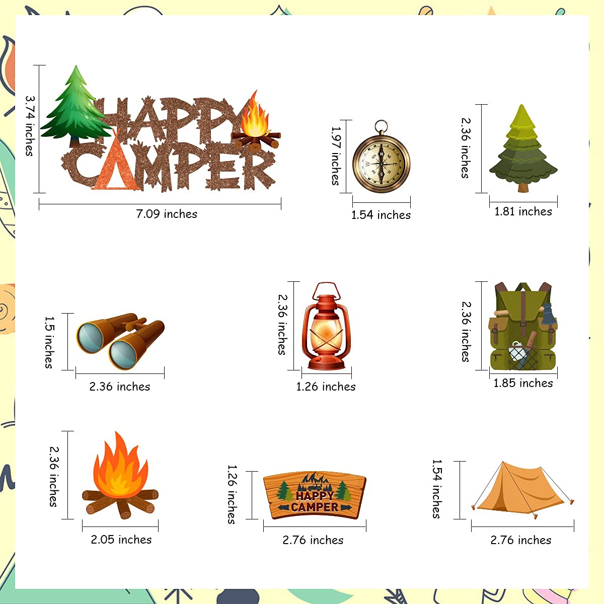 Banner Decorativo Happy Camper Per Feste A Tema Campeggio – 185,9 X 39,9 Cm, Con Corda, Per Compleanni E Baby Shower