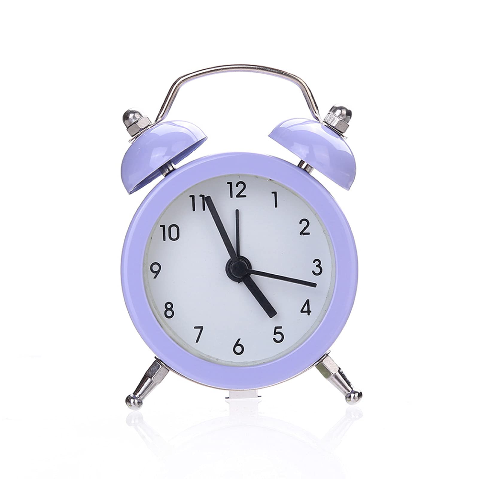 ulafbwur Alarm Clocks for Bedrooms Mini Round Metal Alarm Clock Desk Stand Clock for Home Room Kitchen Office