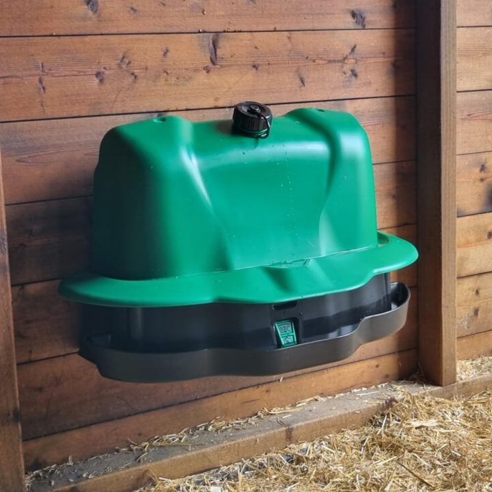 My Favorite Chicken Mountable Self-Filling Poultry Drinker, Top Fill, Easy Clean Hinged Lid, Chicken Waterer, Green, 12L