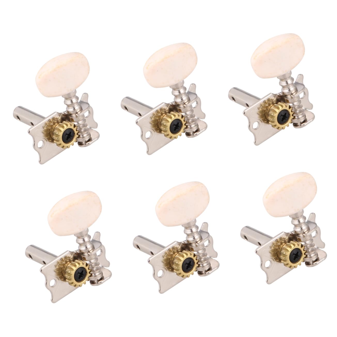 Yardwe 6Pcs Guitar Tuning Pegs Retro Acoustic Guitar Knobs with Elegant Gear Design for Guitar and Ukulele Durable Replacement Tuning Keys Silver Finish