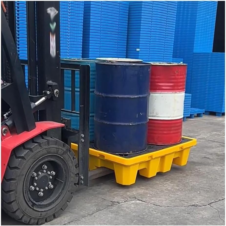 Spill-Proof Tray Oil Tank Spill Tray Spill Containment Platforms Industrial Modular Sump Containment Tray Drum Spill Containment Pallet (Yellow 128x128x17cm)
