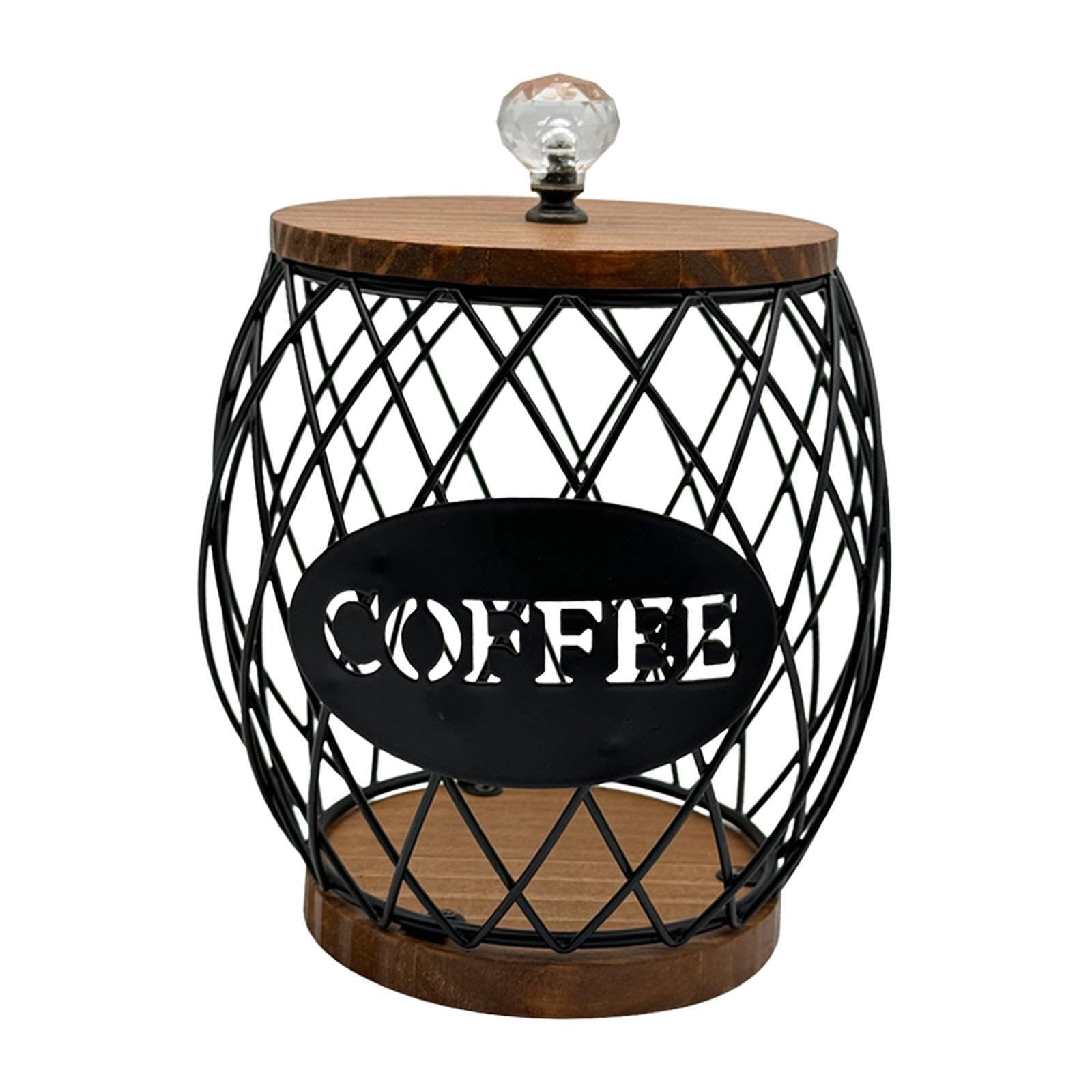 ALCXAZS Tasteful Coffee Pod Holder Container Durable Wire Black 15x19cm