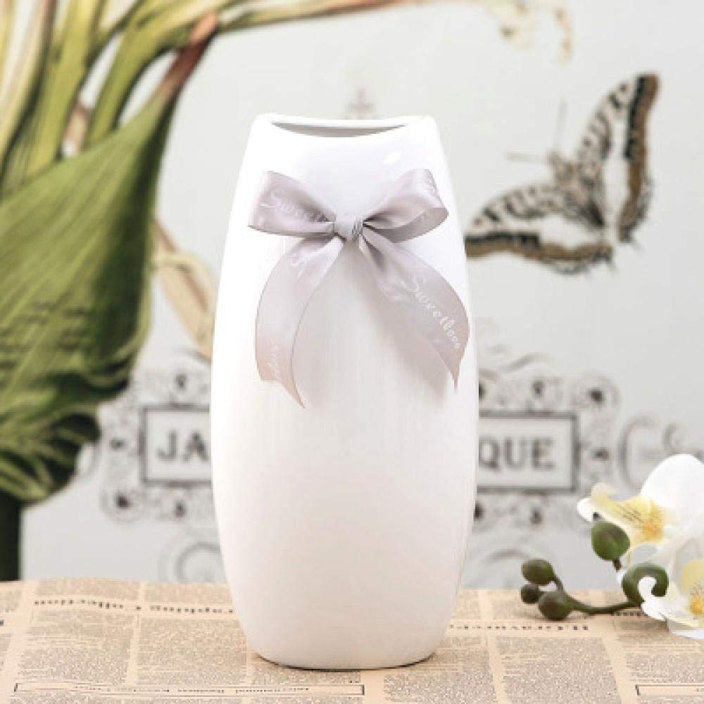 Vase en céramique blanche 25x8cm de style européen pour décoration de table
