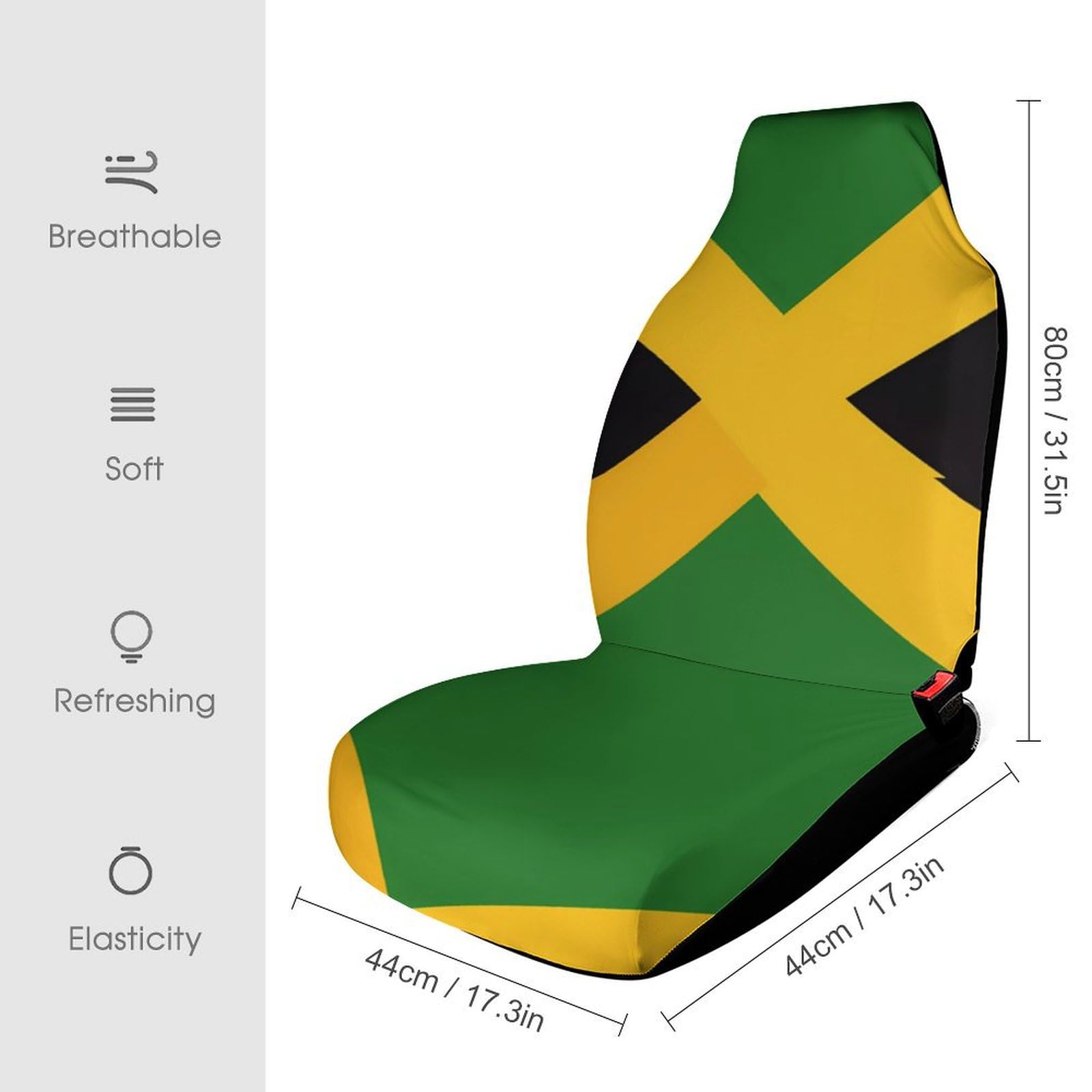 Jamaican Flag Car Seat Covers Universal Car Front Seats Protector Auto Interior Accessories 2PCS