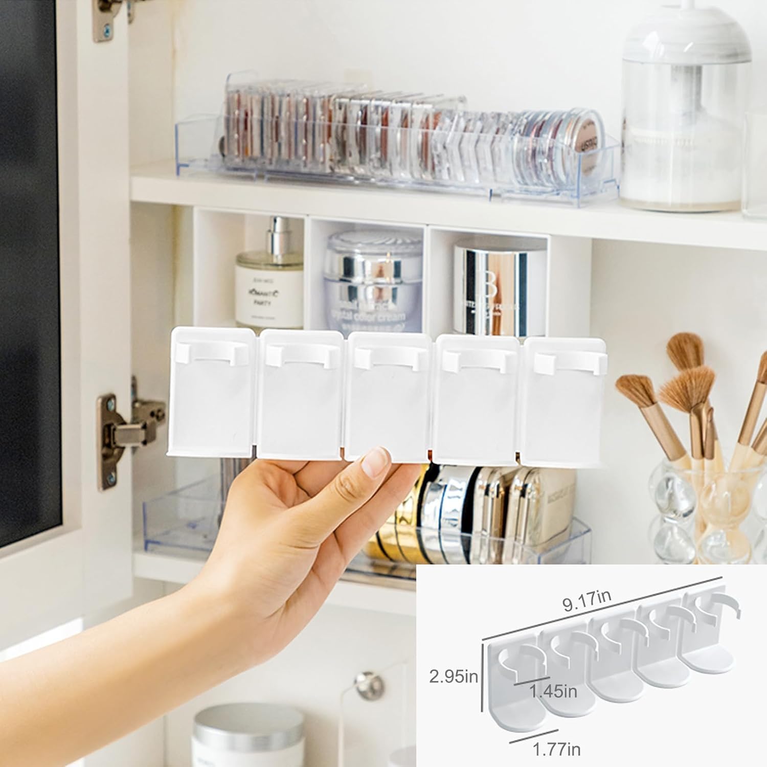 MURTISIDDH Bathroom Wall Self Adhesive 5 Grid Cosmetic Bottles Organizer, Wall-Mounted Row Storage Rack, Bathroom Shelf Basket 1