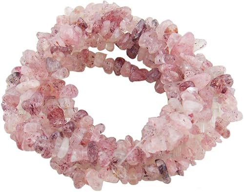 Miniatura 3 de Adabele GZ1-12 - 1 hebra de piedras preciosas curativas de cuarzo fresa natural, forma libre suave de 0.197-0.315 in, cuentas de piedra sueltas de