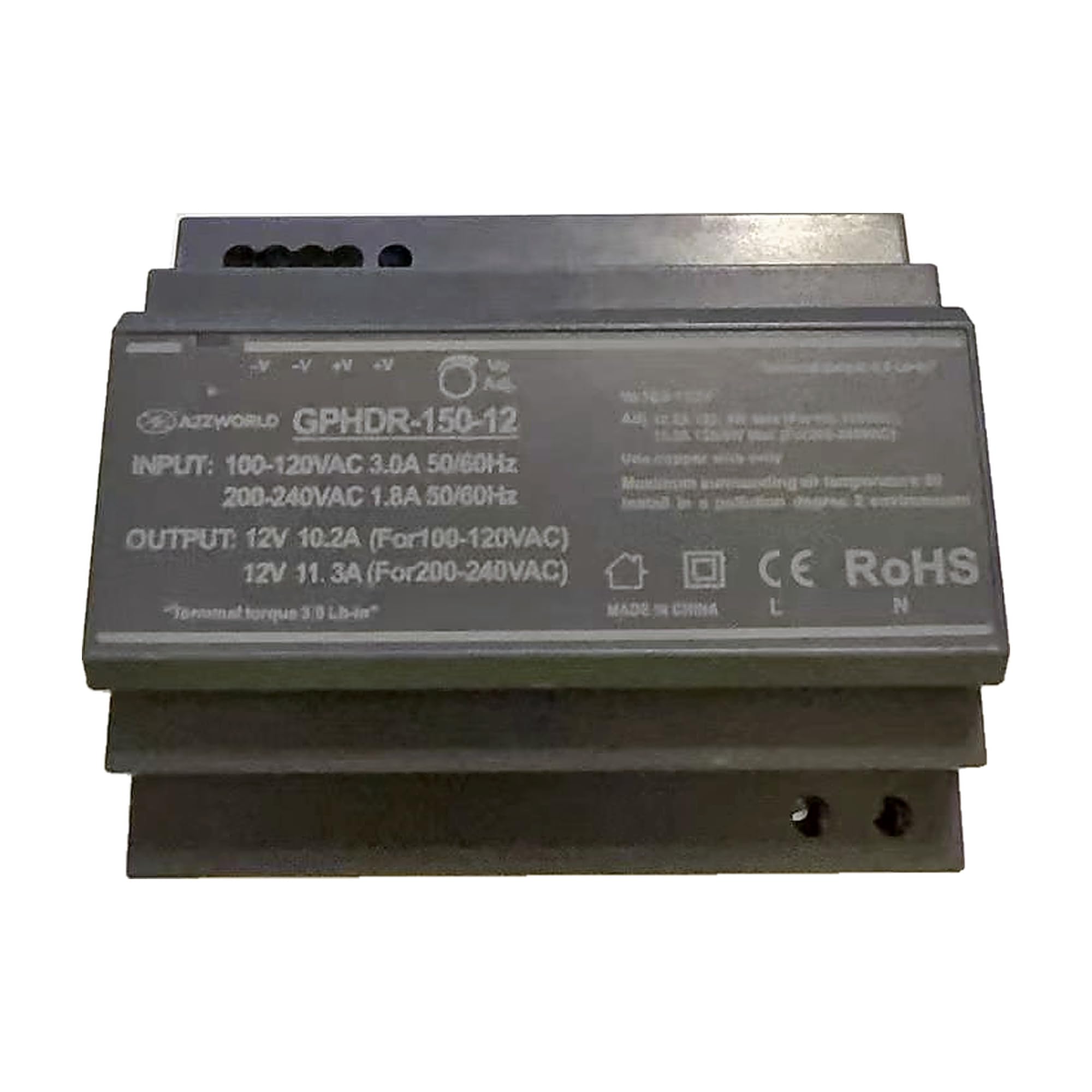 2 sztuki Zasilacze DIN 12 V 150 W, zajmuje 6 modułów, seria HDR-150-12, transformator do rozdzielnicy elektrycznej, z wejściem AC 110 V i 220 V