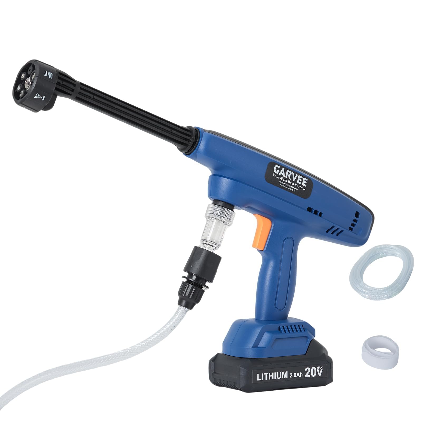 Idropulitrice a batteria senza fili, idropulitrice mobile senza collegamento all'acqua, ugello 6 in 1, pulizia a impulsi, autoadescante fino a 1,5 m, con 2 batterie