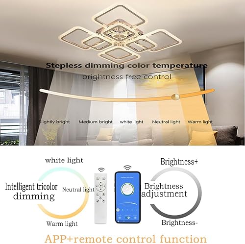 Miniatura 4 de Liudefa Lámpara LED de techo regulable, 8 luces de techo modernas de 23 pulgadas, montaje empotrado, lámpara de techo de 108 W para sala de estar,