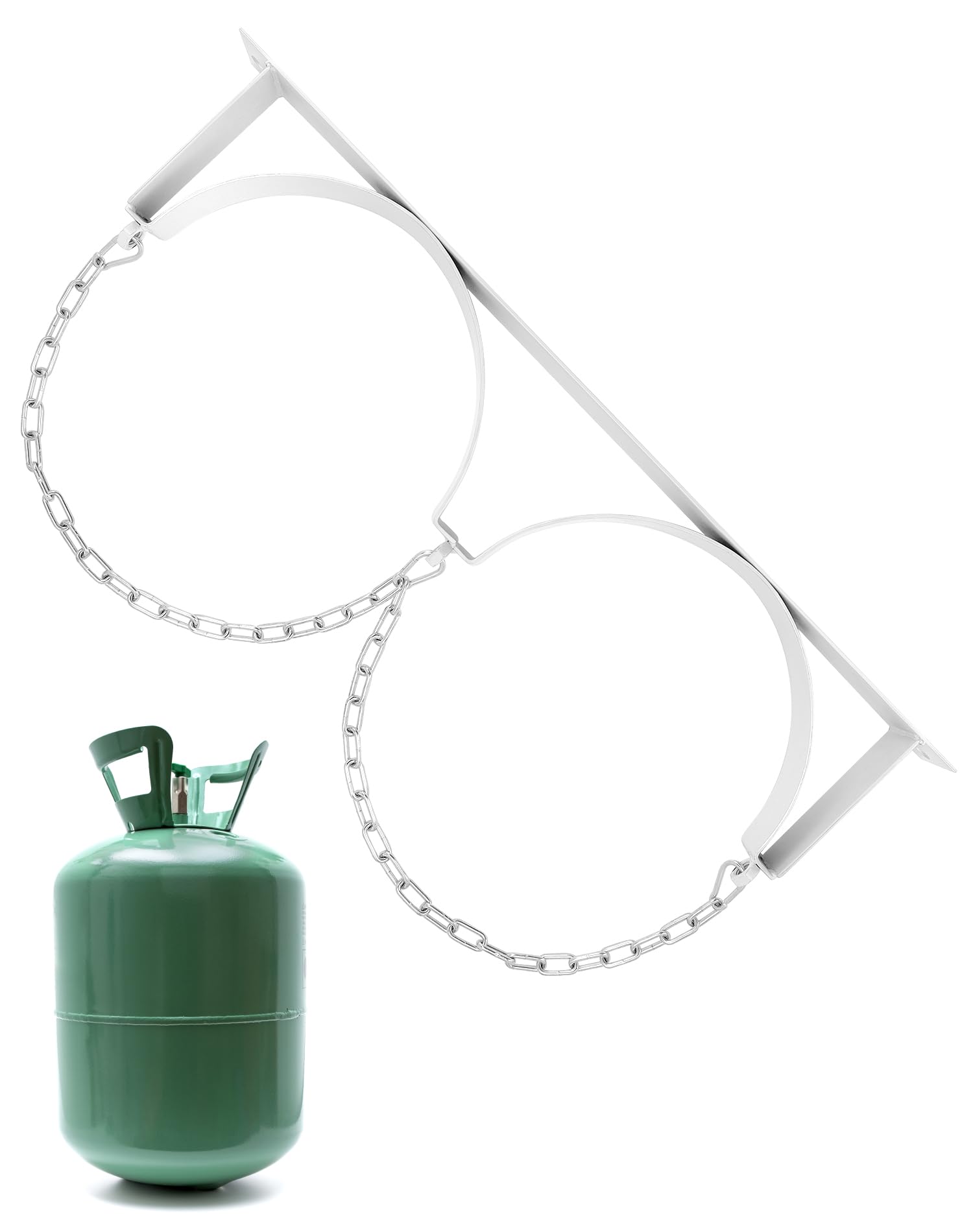 QWORK Steel Wall-Mounted Bracket for 2 Cylinder, 2 Sets Durable Gas Cylinder Bracket with Screws and Safety Chain Supported