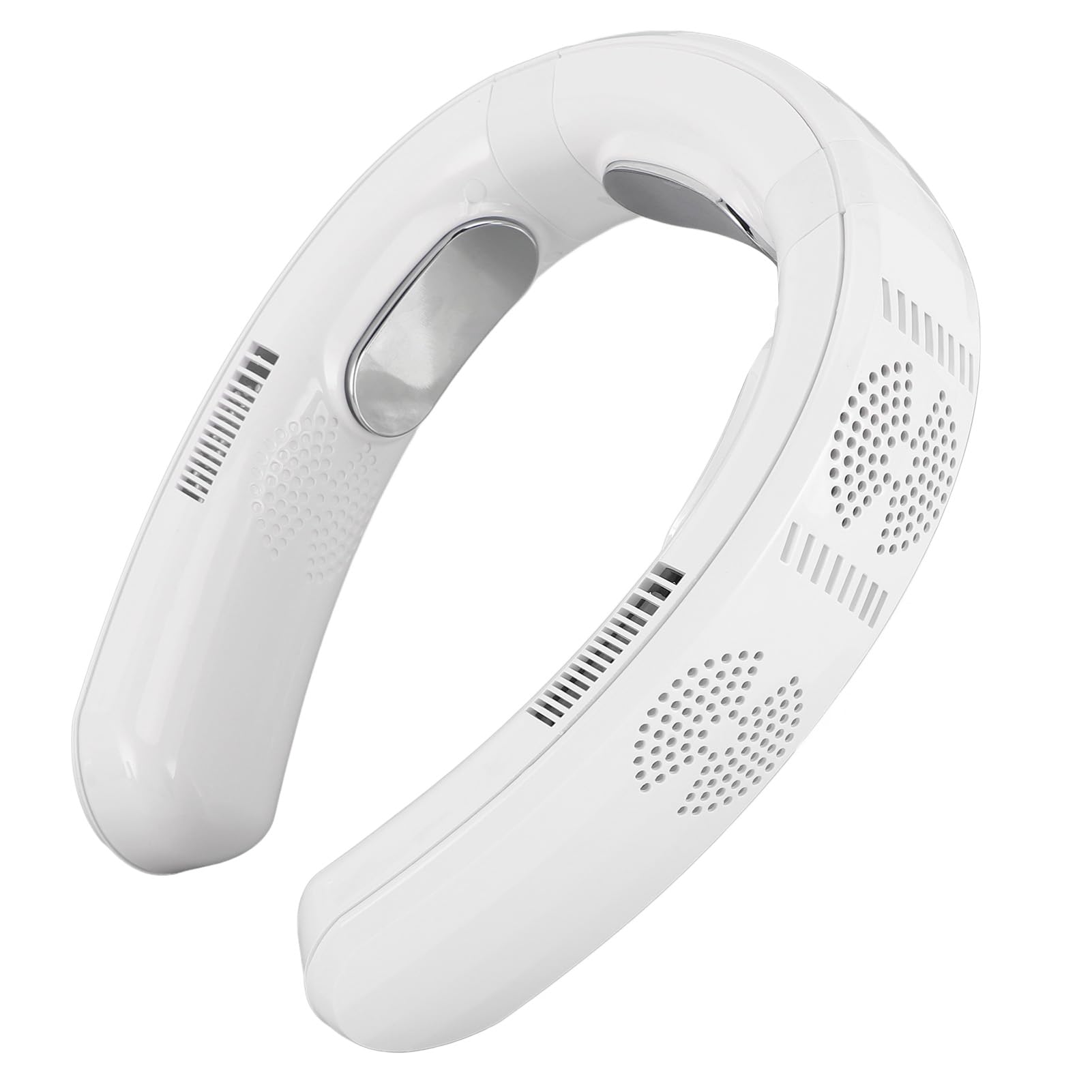 SIXRUN Stilvolles Design, Wiederaufladbarer, Flügelloser Nackenventilator, Tragbare Nackenklimaanlage mit 3 Geschwindigkeiten für Camping (WHITE)