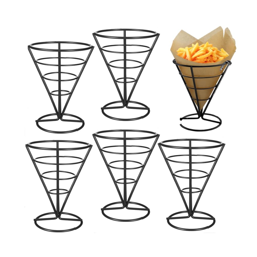 Cesta para freír de metal y soporte de exhibición para patatas fritas o pollo frito