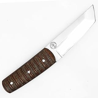 SSKT-Handmade 6 Inches Full Tang Stainless Steel Tanto Knife With Leather Sheath With Brown Micarta With Sculpture Scale Nice Gift for Men Women EDC,Outdoor Camping, SK-T01 - SSKT