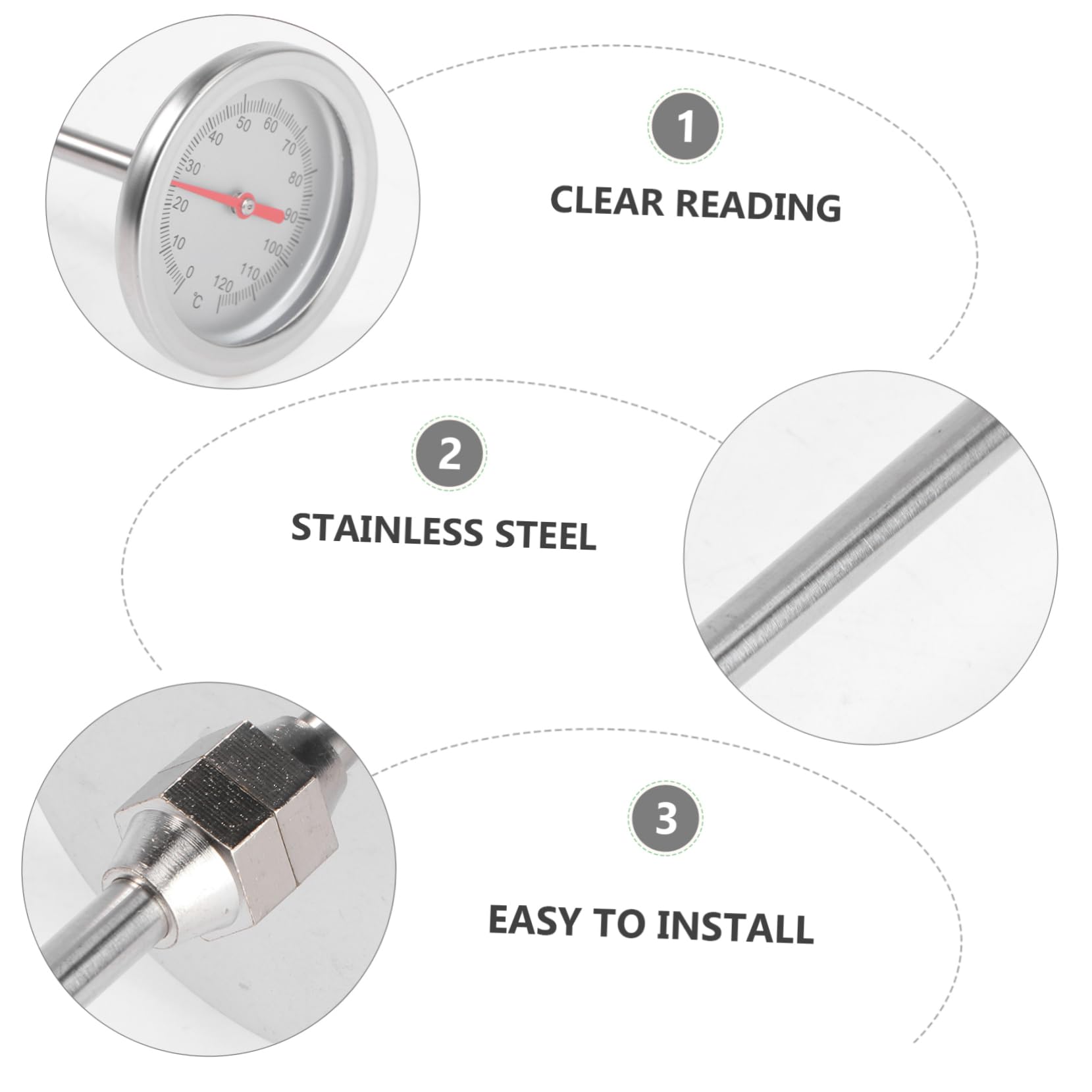 POPETPOP 3 Pcs Compost Thermomètre Thermomètre De Bureau À Induction Extensible Accessoires Détecteur De Température du Sol Acier